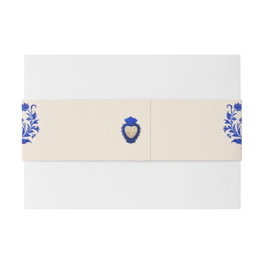 Bandeau De Faire-part Blue & Champagne Milagro Heart Mariage mexicain (Dos exemple)