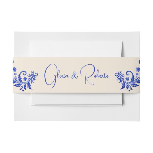 Bandeau De Faire-part Blue & Champagne Milagro Heart Mariage mexicain (Devant Example)