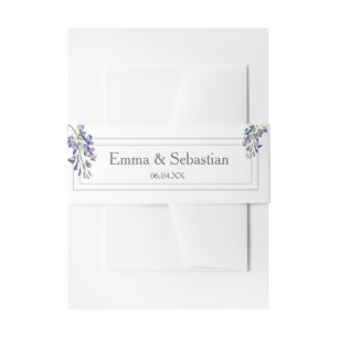 Bandeau De Faire-part Blue Floral Invitation Belly Band