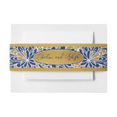 Bandeau De Faire-part Blue Gold Peacock Art Nouveau Mariage (Devant Example)