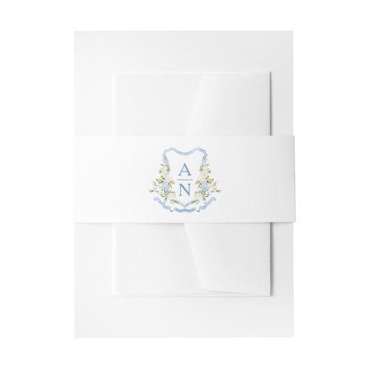 Bandeau De Faire-part Blue Hydrangea Crest Monogram (Devant example)