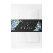 Bandeau De Faire-part Blue Hydrangea Floral Lanterne noir Boho Mariage (Devant example)