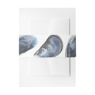 Bandeau De Faire-part Blue Muscle Shell Invitation Belly Band