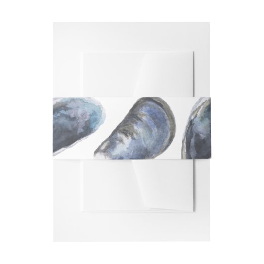 Bandeau De Faire-part Blue Muscle Shell Invitation Belly Band (Devant example)