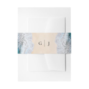 Bandeau De Faire-part Blue Ocean Waves Tropical Beach Monogram Mariage