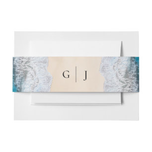 Bandeau De Faire-part Blue Ocean Waves Tropical Beach Monogram Mariage