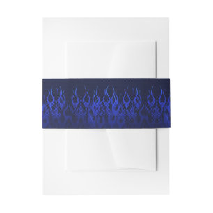 Bandeau De Faire-part Blue Racing Flames on Carbon Fiber