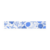Bandeau De Faire-part Blue Seashell Motif Joli coquillages plage Personn (Plat)