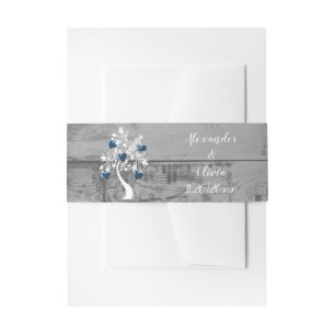 Bandeau De Faire-part Blue Tree of Hearts Mariage Inviter Belly Band