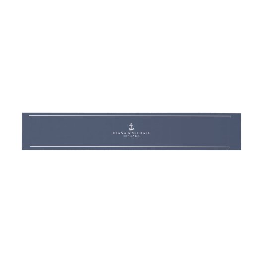Bandeau De Faire-part Blue Wave Ancre Mariage Wht/Navy ID836 (Plat)
