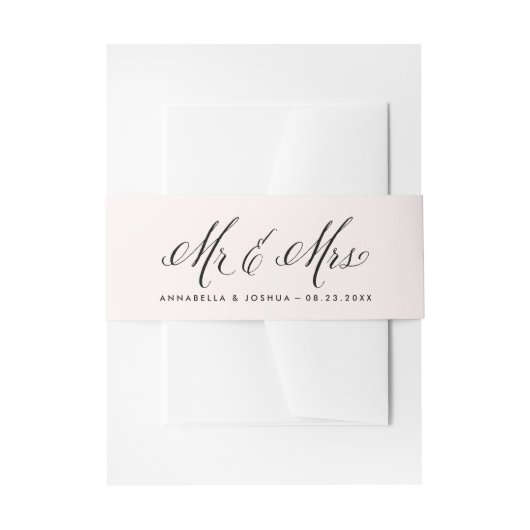 Bandeau De Faire-part Blush & Black Mr. & Mme Elegant Script Mariage (Devant example)