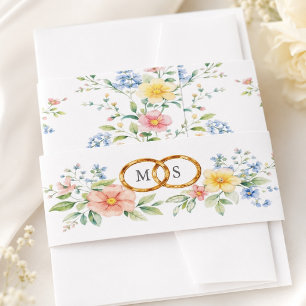 Bandeau De Faire-part Blush Pastel Douce Aquarelle Fleur Sauvage Floral