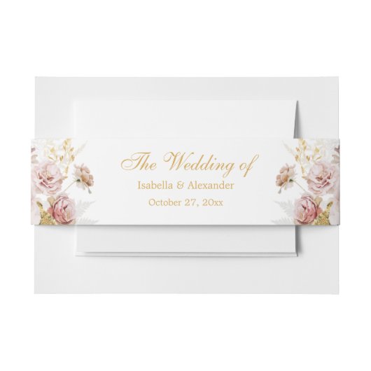 Bandeau De Faire-part Blush Peony & Gold Floral Mariage (Devant Example)