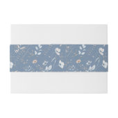 Bandeau De Faire-part Boho Blue Floral Belly Band (Dos exemple)
