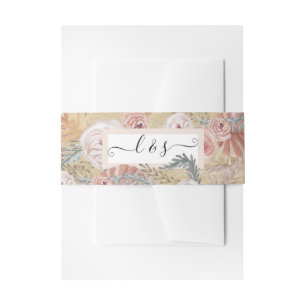 Bandeau De Faire-part BOHO Blush Floral Pampas Mariage Verdure Kraft