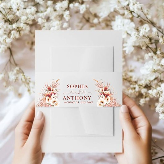 Bandeau De Faire-part Boho Burnt Umber Floral Mariage