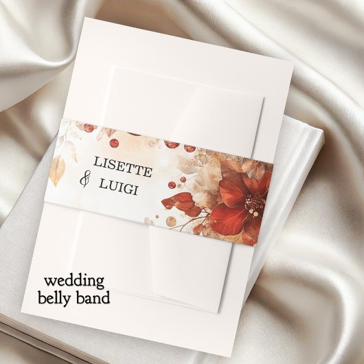 Bandeau De Faire-part Boho Chic Italien Rouge Floral Mariage