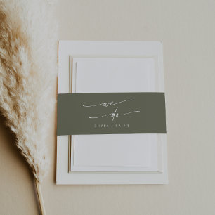 Bandeau De Faire-part Boho Chic Olive Green Nous faisons Mariage