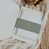 Bandeau De Faire-part Boho Chic Sage Vert Monogramme Mariage