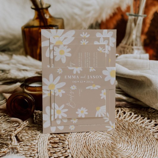 Bandeau De Faire-part Boho Daisy Flower Invitation Belly Band