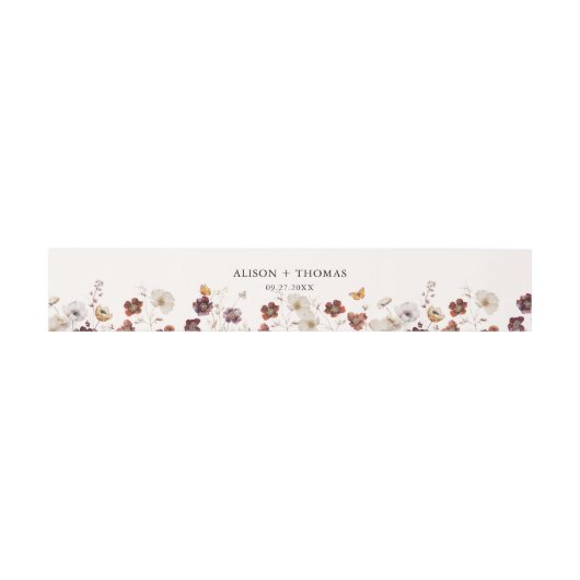 Bandeau De Faire-part Boho Fall Florals Mariage papillon (Plat)
