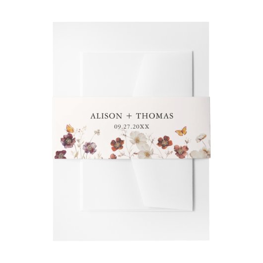 Bandeau De Faire-part Boho Fall Florals Mariage papillon (Devant example)