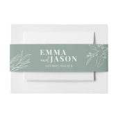 Bandeau De Faire-part Boho Floral Sage Green Invitation Belly Band (Devant Example)
