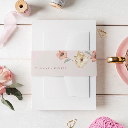 Bandeau De Faire-part Boho Islandais Aquarelle Islande Poppy Fleurs