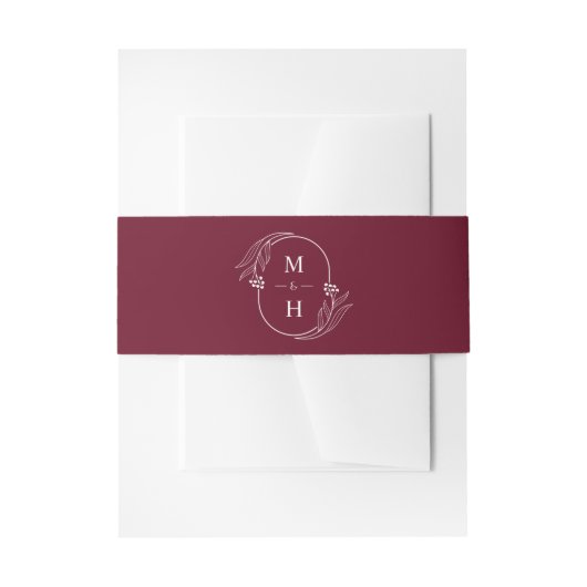 Bandeau De Faire-part Boho Monogram Elegant Burgundy Wedding (Devant example)
