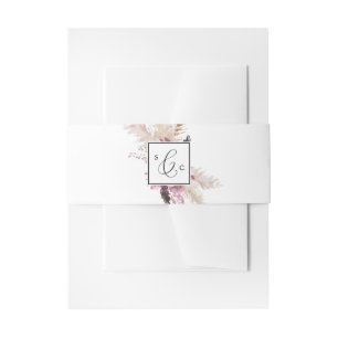 Bandeau De Faire-part Boho Pampas Mariage de monogramme d'herbe