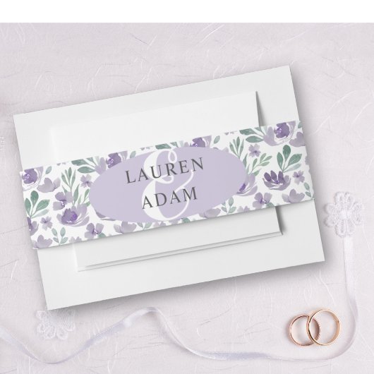 Bandeau De Faire-part Boho Purple Aquarelle Mariage floral