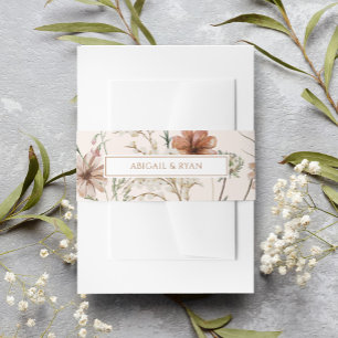 Bandeau De Faire-part Boho rouille Fleur sauvage papillon floral Mariage