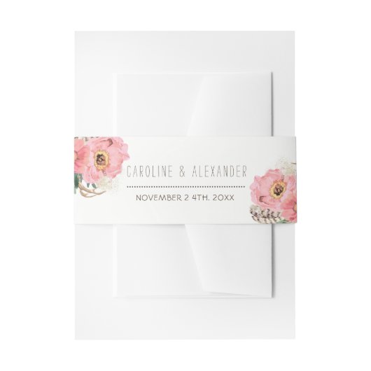 Bandeau De Faire-part Boho Tribal Feathers Boodland Belly Bandes (Devant example)