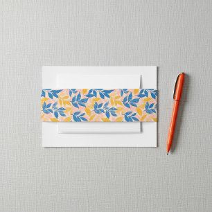 Bandeau De Faire-part Bois botanique vibre Feuille bleue et jaune
