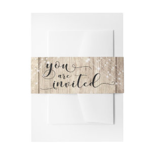 Bandeau De Faire-part Bois Brown rustique et lumières "Vous êtes invité"