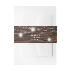 Bandeau De Faire-part Bois et blanc Mason Jar Lumières