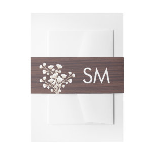 Bandeau De Faire-part Bois rustique Bébés Respirer Floral Mariage Monogr