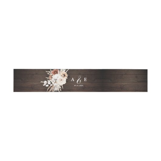 Bandeau De Faire-part Bois Rustique Boho Fleurs Mariage de automne (Plat)