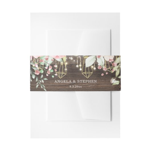 Bandeau De Faire-part Bois rustique Floral String lumières Mariage (Devant example)