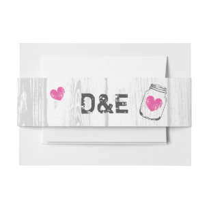 Bandeau De Faire-part Bois rustique mason bocal mariage enveloppe bandes
