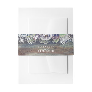 Bandeau De Faire-part Bois rustique vintage de dentelle de marine bleue