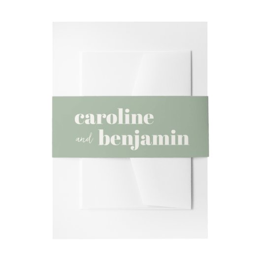 Bandeau De Faire-part Bold Sage Green Modern Names Wedding Invitation (Devant example)
