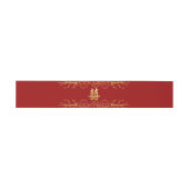 Bandeau De Faire-part Bordure fleurie or rouge mariage chinois double xi (Plat)