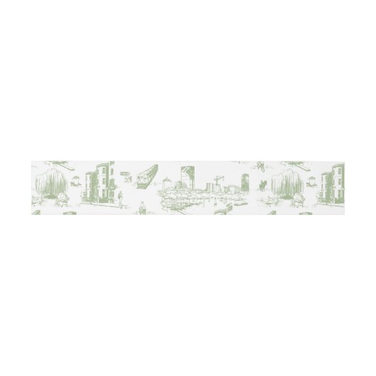 Bandeau De Faire-part Boston Toile Sage Green Invitation Belly Band (Plat)