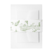 Bandeau De Faire-part Boston Toile Sage Green Invitation Belly Band (Devant example)