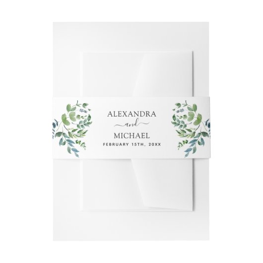 Bandeau De Faire-part Botanique Verdure Foliage Mariage d'aquarelle (Devant example)