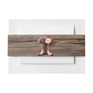 Bandeau De Faire-part Bottes Western Cowboy Floral Elegant Mason Jar