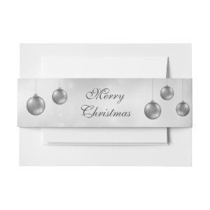 Bandeau De Faire-part Boules de Noël Gris Argent Avec Texte Personnalisé