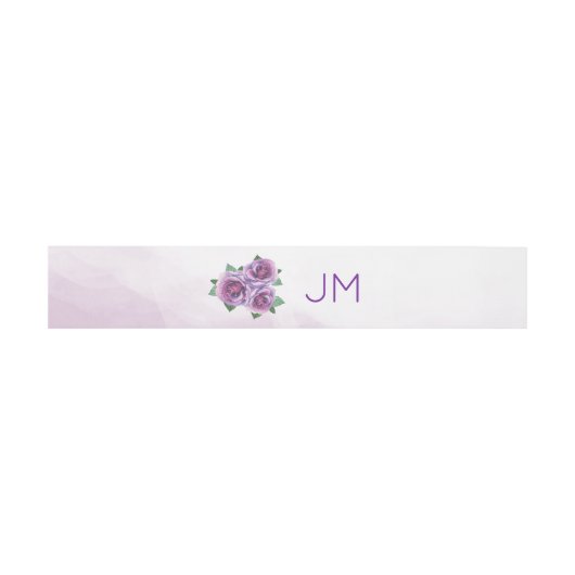 Bandeau De Faire-part Bouquet de rose violet Mariage de monogramme (Plat)