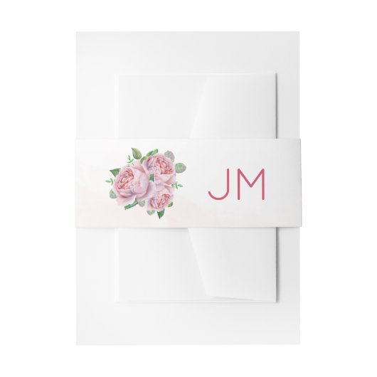 Bandeau De Faire-part Bouquet rose Mariage de monogramme (Devant example)
